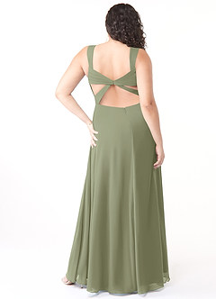 Azazie Nahrin Bridesmaid Dresses Pistachio A-Line V-Neck Pleated Chiffon Dress image8