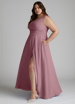 Azazie Karina Bridesmaid Dresses Vintage Mauve A-Line Pleated Chiffon Dress image8