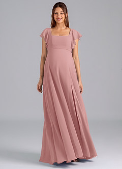 Azazie Bondi Final Sale A-Line Ruched Chiffon Floor-Length Dress image3