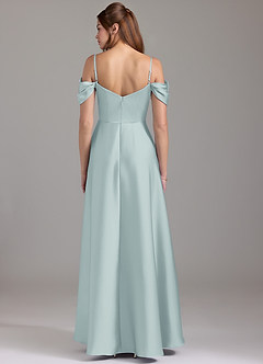 Azazie Marley Bridesmaid Dresses Mist A-Line Off the Shoulder Stretch Satin Convertible Dress image5