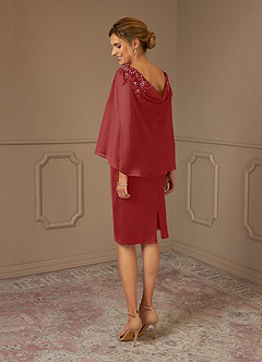 Azazie Carmela Mère de la mariée Robes Robe Fourreau en Mousseline de soie Dentelle Rouille image3