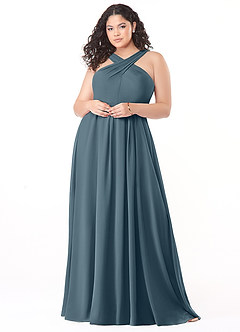 Azazie Dixie Bridesmaid Dresses Twilight A-Line Halter Pleated Chiffon Dress image7