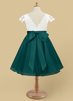 Azazie Vetty Flower Girl Dresses Ivory Peacock A-Line Lace Tulle Dress image10