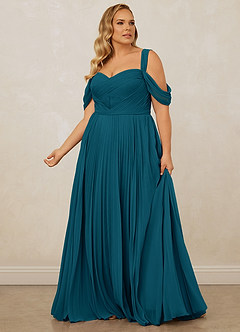 Christian Siriano Bridal for Azazie 1013 Bridesmaid Dresses Ink Blue A-Line Off the Shoulder Chiffon Dress image13