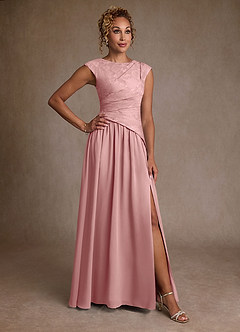 Azazie Kalleen Mother of the Bride Dresses Dusty Rose A-Line Pleated Chiffon Dress image1