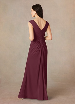 Azazie Sally Mother of the Bride Dresses Cabernet A-Line V-Neck Pleated Chiffon Dress image4
