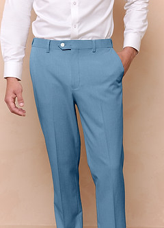 front James Steel Blue Structured Stretch Dress Pants