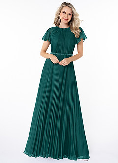 Azazie Kara Modest Bridesmaid Dresses A-Line Pleated Chiffon Floor-Length Dress image4