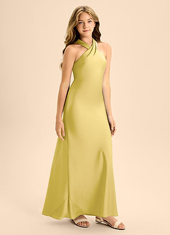 Azazie Doretta Junior Robe Sirène en Satin extensible Plissé Canari image6