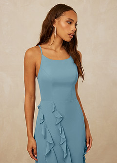 Christian Siriano Bridal for Azazie 1006 Bridesmaid Dresses Moody Blue Mermaid Ruched Chiffon Dress image6