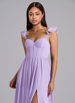 Azazie Denisse Bridesmaid Dresses Lilac A-Line Ruched Chiffon Dress image6