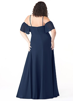 Azazie Sue Bridesmaid Dresses Dark Navy A-Line Off the Shoulder Chiffon Convertible Dress image2