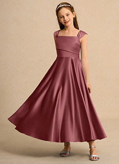 Azazie Bundle Junior Formal Flower Girl Klänningar Klä A-Line i Matt satäng Plisserad image6