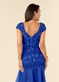 Azazie Romy Mother of the Bride Dresses Royal Blue Mermaid V-Neck Sequins Tulle Dress image6