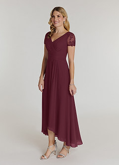 Azazie Thais Abiti per la Madre della Sposa Abito A-Line in Chiffon Pizzo Cabernet image3