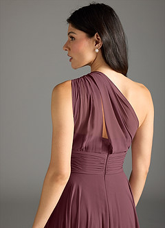 Azazie Charlize Bridesmaid Dresses Sangria A-Line One Shoulder Chiffon Dress image6