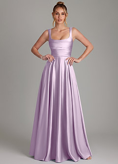 Azazie Azaria Brautjungfernkleider A-Linie Korsett Stretch-Satin Kleid Frostiges Flieder image1