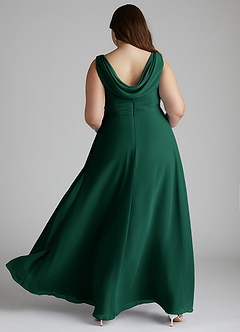 Azazie Karina Bridesmaid Dresses Emerald A-Line Pleated Chiffon Dress image9