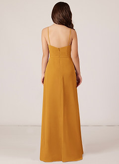 Azazie Kaylee Junior Butterscotch A-Line with Belt Chiffon Dress image2