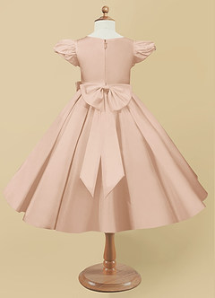 Azazie Jewel Flower Girl Dresses English Rose Ball-Gown Pleated Matte Satin Dress image5