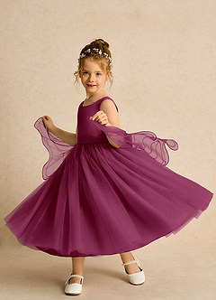 Azazie Pear Robe Demoiselle D'honneur Fillette Robe Princesse en Tulle Arc Mûre image2