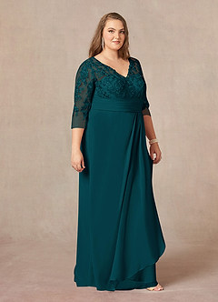 Azazie Joan Mother of the Bride Dresses Pine Sheath V-Neck Lace Chiffon Dress image9