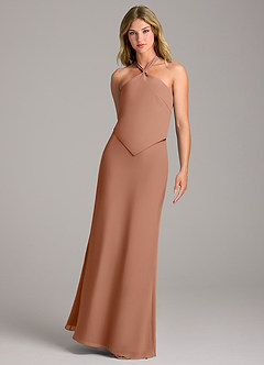 Azazie Keisha Bridesmaid Dresses Bronzer Sheath Chiffon Dress image5