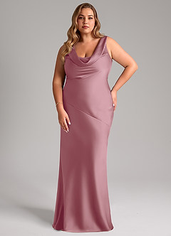 Azazie Rylina Bridesmaid Dresses Vintage Mauve Mermaid Stretch Satin Dress image6