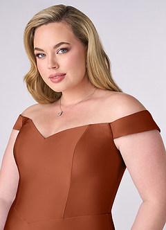 Barbie ♥ Azazie Bridesmaid Dresses Cedar Rose A-Line Off the Shoulder Stretch Satin Convertible Dress image11