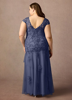 Azazie Romy Mother of the Bride Dresses Stormy Mermaid V-Neck Sequins Tulle Dress image8