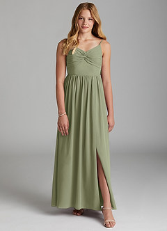 Azazie Zeya Junior Pistachio A-Line Chiffon Dress image1