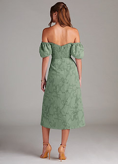 Azazie Evalina Vestidos de damas de honor Vestido de Matcha de Devorado Floral de Corte Recto image6