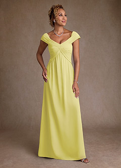Azazie Myrtle Mother of the Bride Dresses Lemon Sorbet A-Line Pleated Chiffon Dress image1