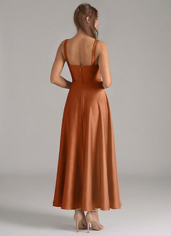 Azazie Shaude Brautjungfernkleider A-Linie Plissee Stretch-Satin Kleid Kupfer image6