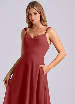 Azazie Beatrice 신부 들러리 드레스 A라인 스윗하트 네크라인 쉬폰 바닥 길이 드레스 image6