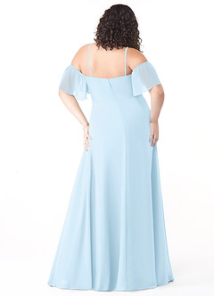 Azazie Sue Brautjungfernkleider Wandelbar A-Linie Schulterfrei Chiffon Kleid Himmelblau image7