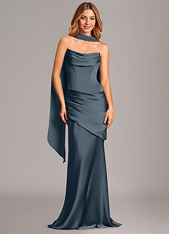 Azazie Pelagia Brudtärnklänningar Klä av Sjöjungfru i Stretch Satin Korsett Skymning Konvertibel image2