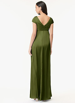 Azazie Allessia Maternity Bridesmaid Dresses A-Line Pleated Stretch Satin Floor-Length Dress image2