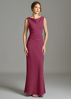 Azazie Kieryn Bridesmaid Dresses Mulberry Mermaid Pleated Chiffon Dress image5