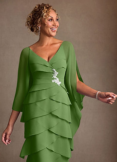 Azazie Arabinda Mother of the Bride Dresses Basil Sheath Ruched Chiffon Dress image5