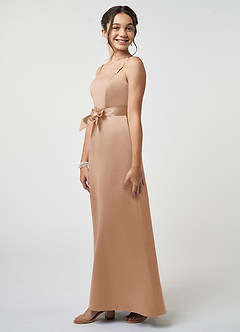 Azazie Anina Junior Robe Trapèze en Satin extensible Arc Rose Perle image4