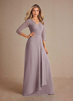 Azazie Mayfield vestidos de madre de la novia Vestido de Atardecer de Gasa de Corte En A con Plisado image4