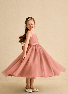 Azazie Patootie vestidos de niña de las flores Vestido de Mai Tai de Tul de Corte En A con Tirante Espagueti image3