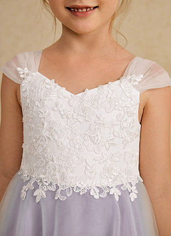 Azazie Momo Flower Girl Dresses Ivory Wisteria A-Line Lace Dress image6