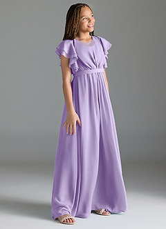 Azazie Daphne Junior Lilac A-Line Pleated Chiffon Dress image3