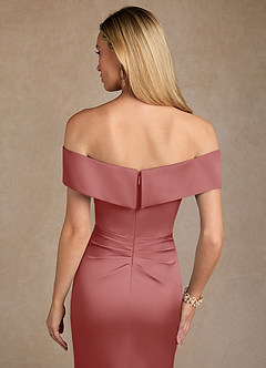 Azazie Laredo Moeder van de bruid jurken Zeemeermin Jurk van Stretch Satijn Off the Shoulder Antieke Roos image7