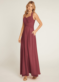 Azazie Claudia Final Sale Dusty Rose A-Line Sweetheart Neckline Chiffon Dress image2