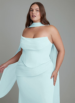 Azazie Sorrel Bridesmaid Dresses Sea Glass Mermaid Corset Chiffon Dress image11