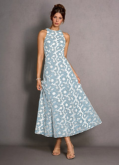 Robe Longue Bleu Et Blanc Selira image4