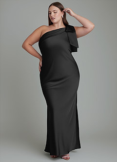 Azazie Yuanna Hemmaprövning av klänningar Klänning av Sjöjungfru i Stretch Satin One-shoulder Svart image11